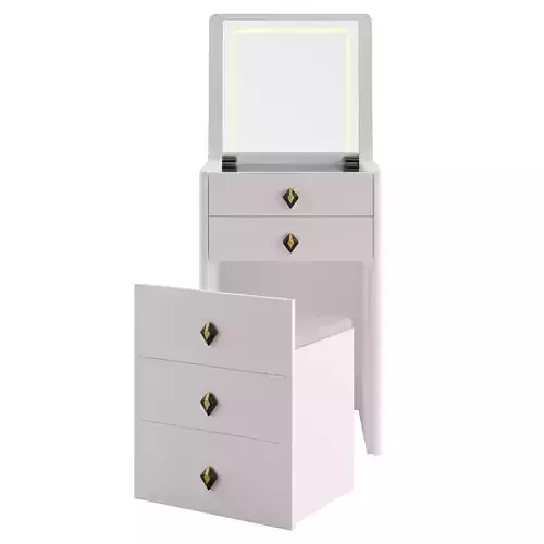 Modern Flip-Top Makeup Vanity with LED Mirror 3D model