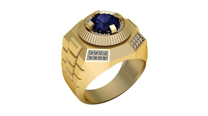ELEGANT BLUE SAPPHIRE RING 3D PRINTABLE MODEL  3D print model