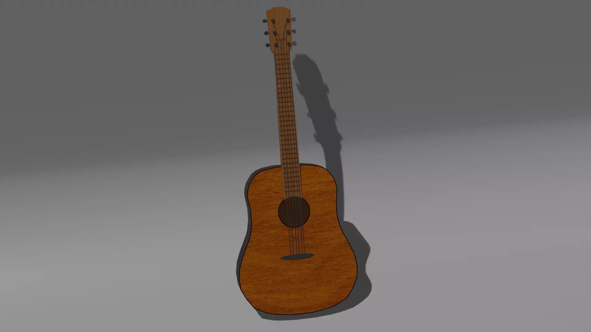 Classic Acoustic Guitar Asset Low-poly 3D model_0