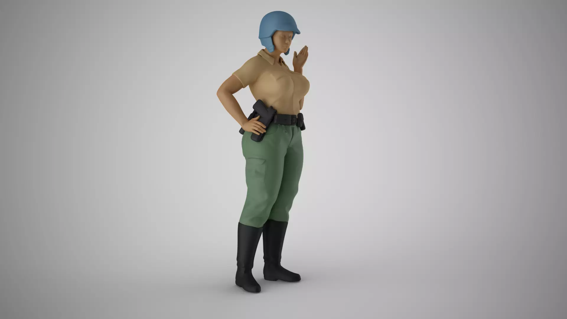 Motorcycle Policewoman 3D print model_0