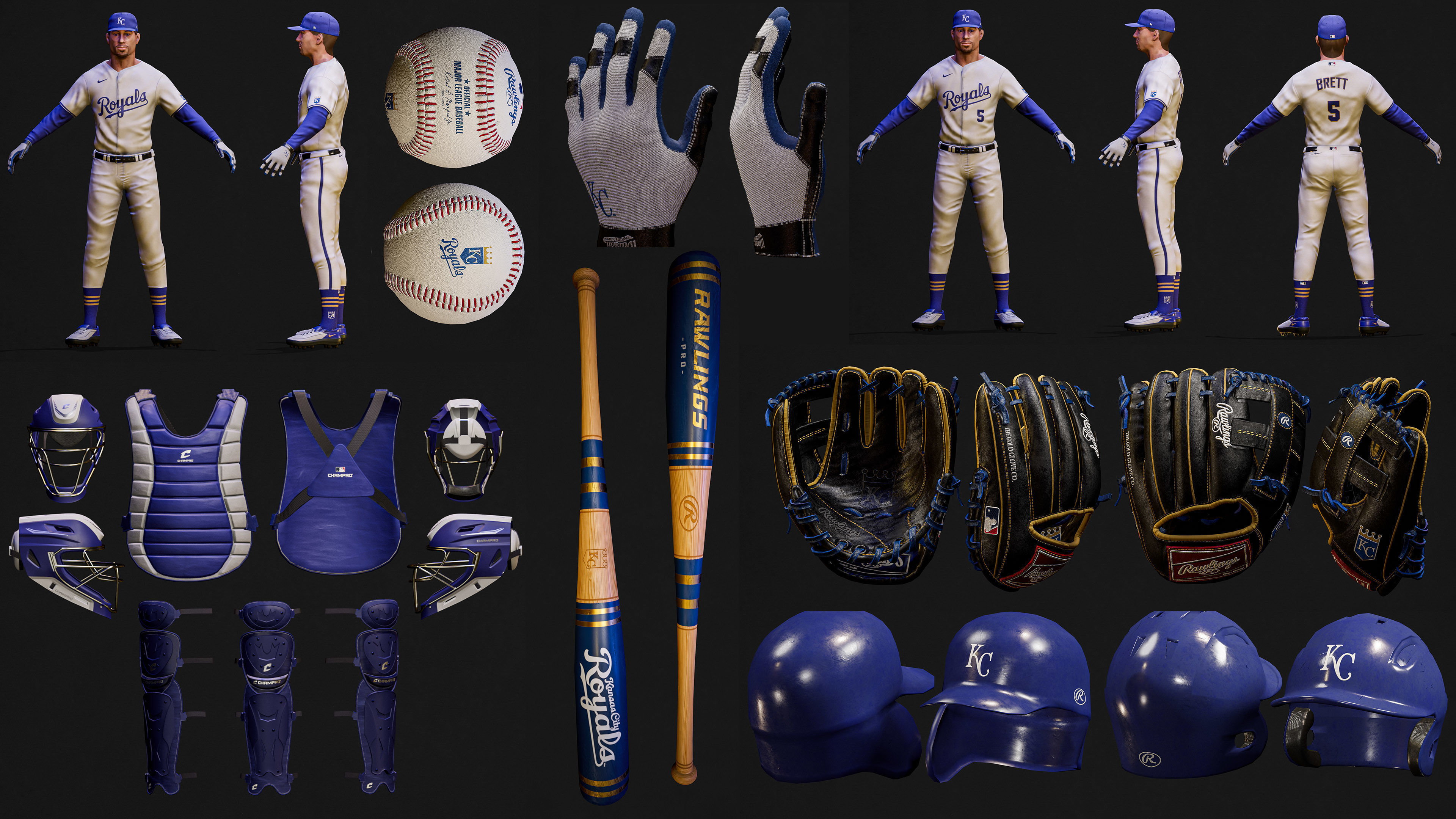 Complete 30 MLB Baseball teams - Characters And Equipments 3D Model Collection_25
