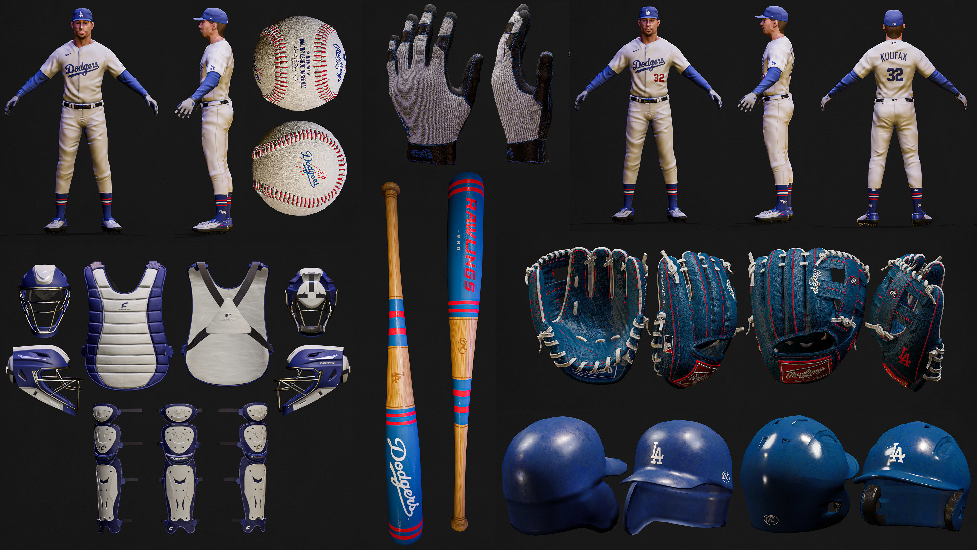 Complete 30 MLB Baseball teams - Characters And Equipments 3D Model Collection_21