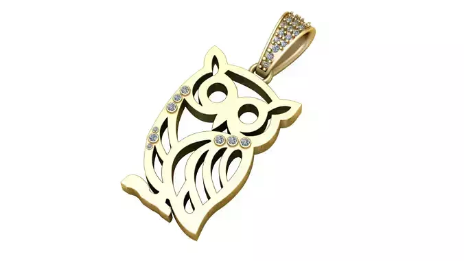 OWL DIAMOND PENDANT 3D PRINTABLE MODEL 
