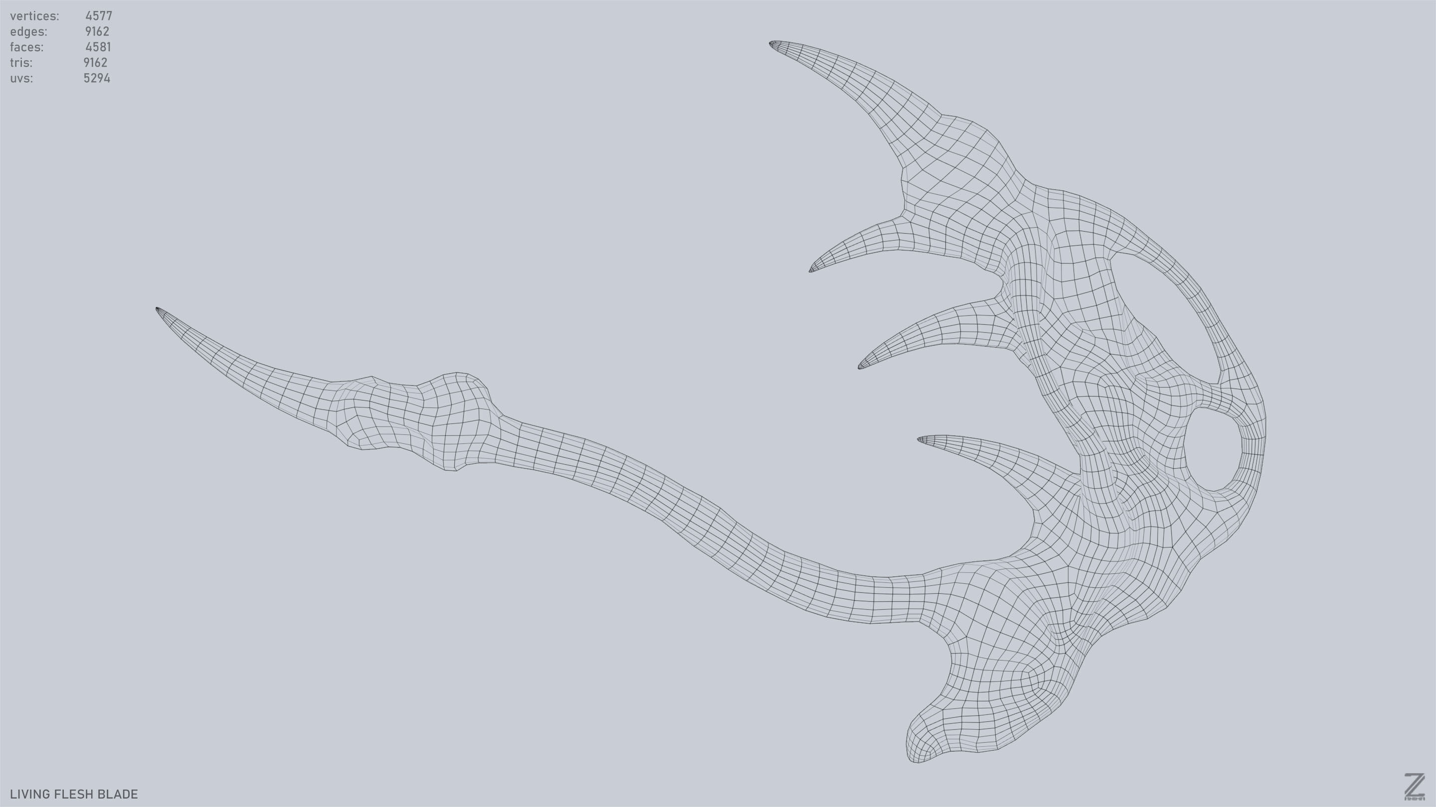 Living flesh blade Low-poly 3D model_4