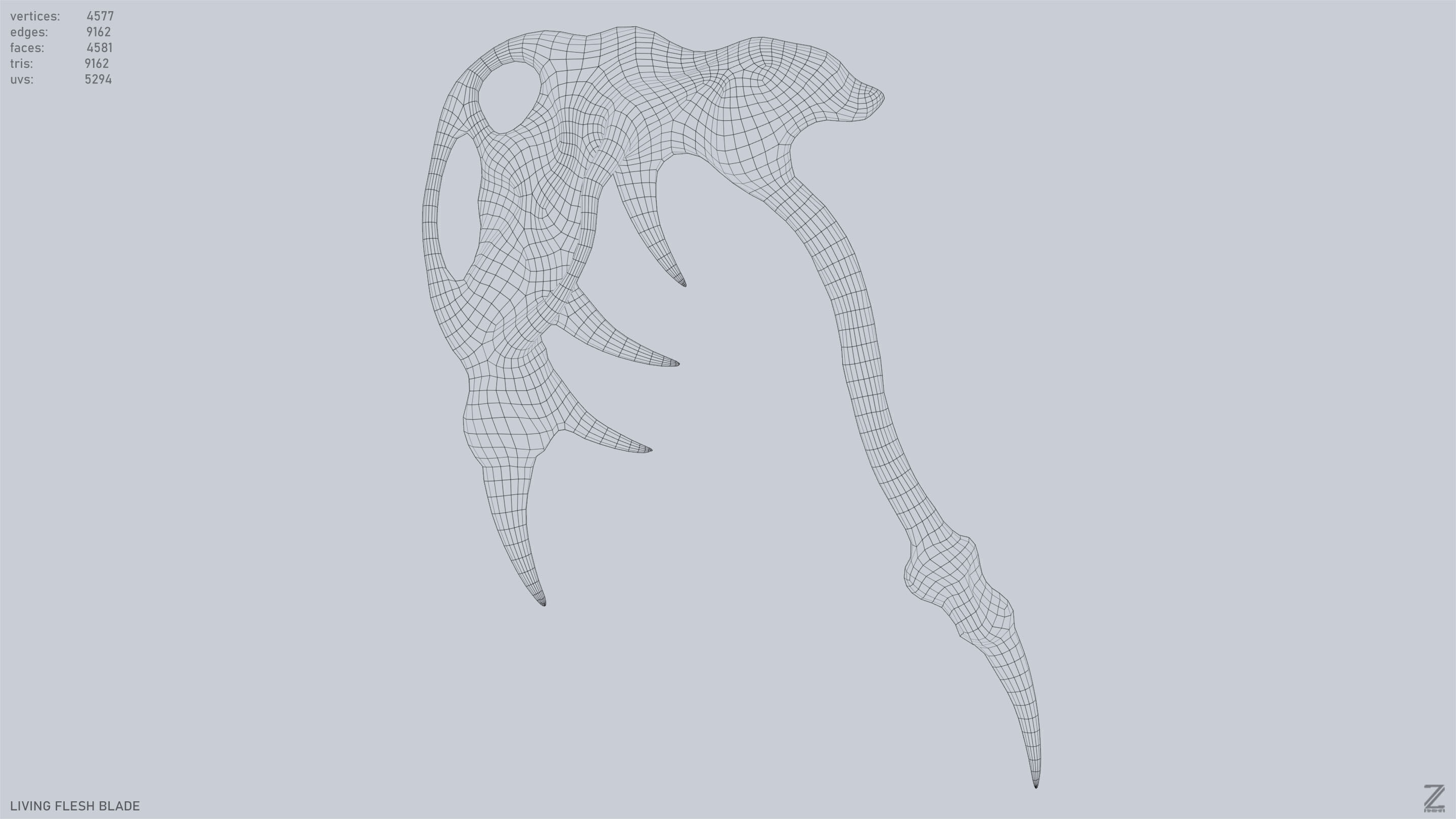 Living flesh blade Low-poly 3D model_11