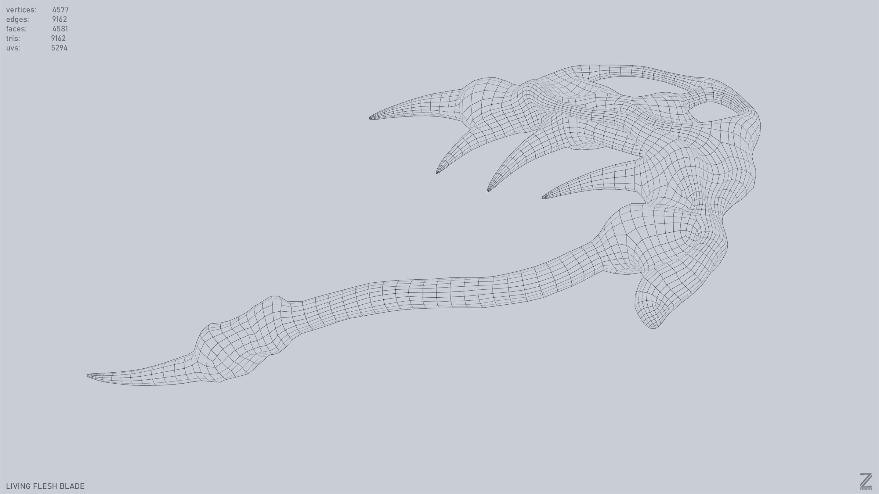 Living flesh blade Low-poly 3D model_14