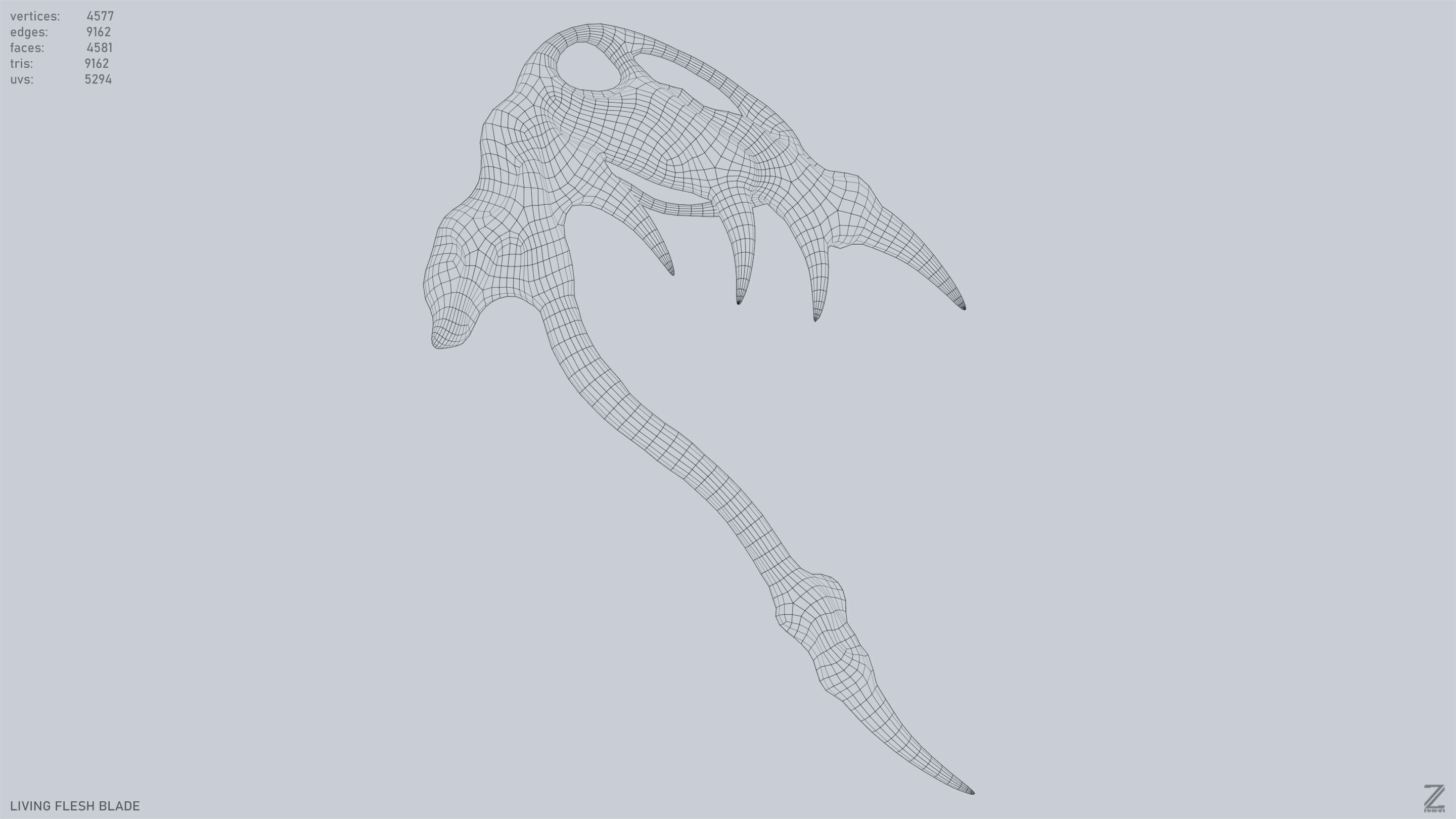 Living flesh blade Low-poly 3D model_13