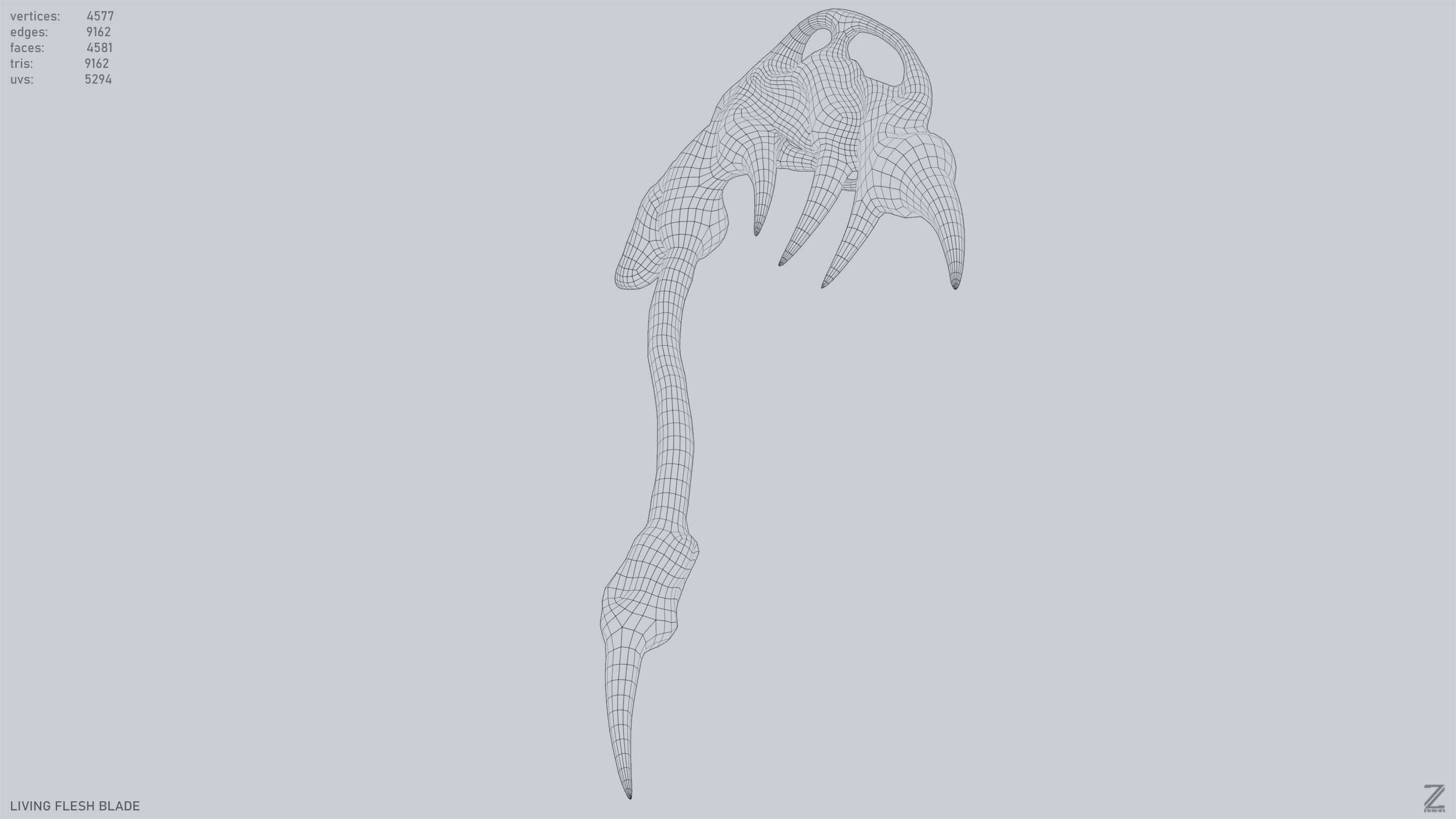 Living flesh blade Low-poly 3D model_12