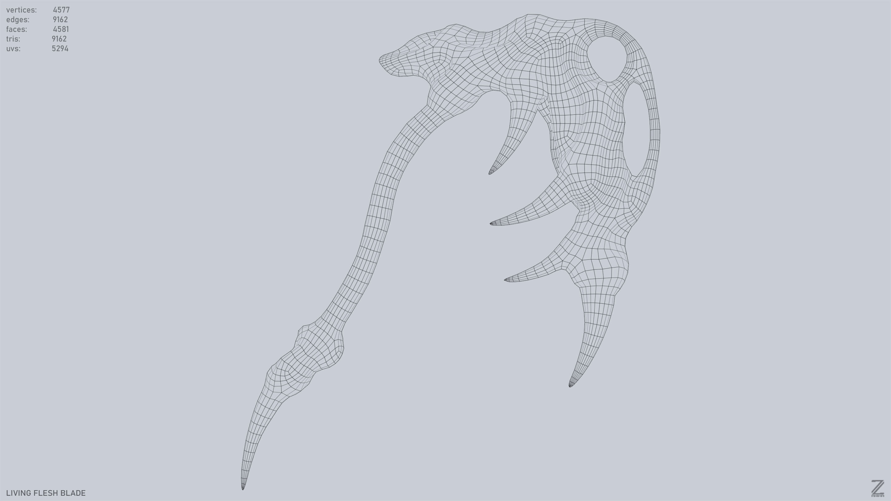 Living flesh blade Low-poly 3D model_15