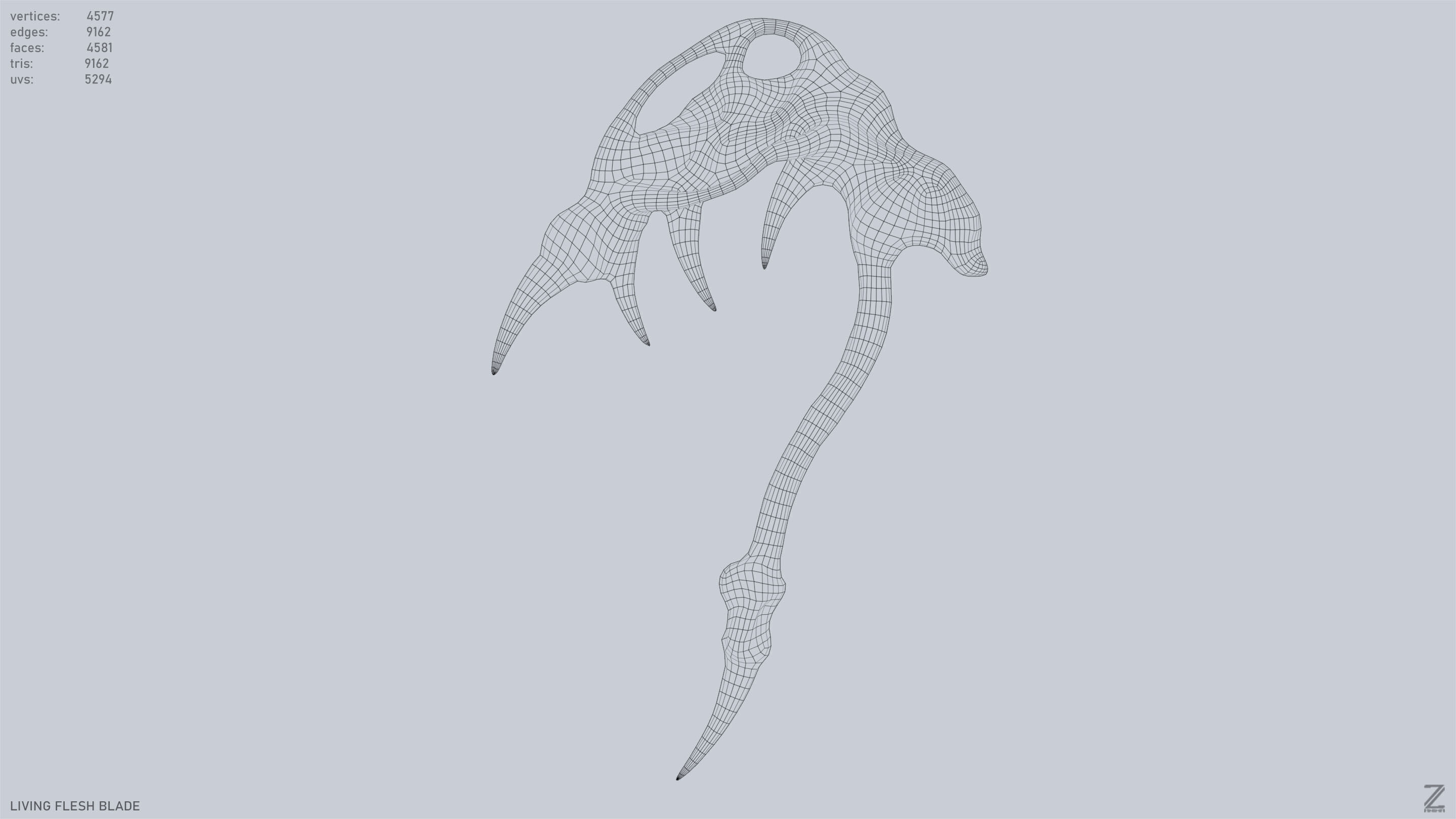 Living flesh blade Low-poly 3D model_10