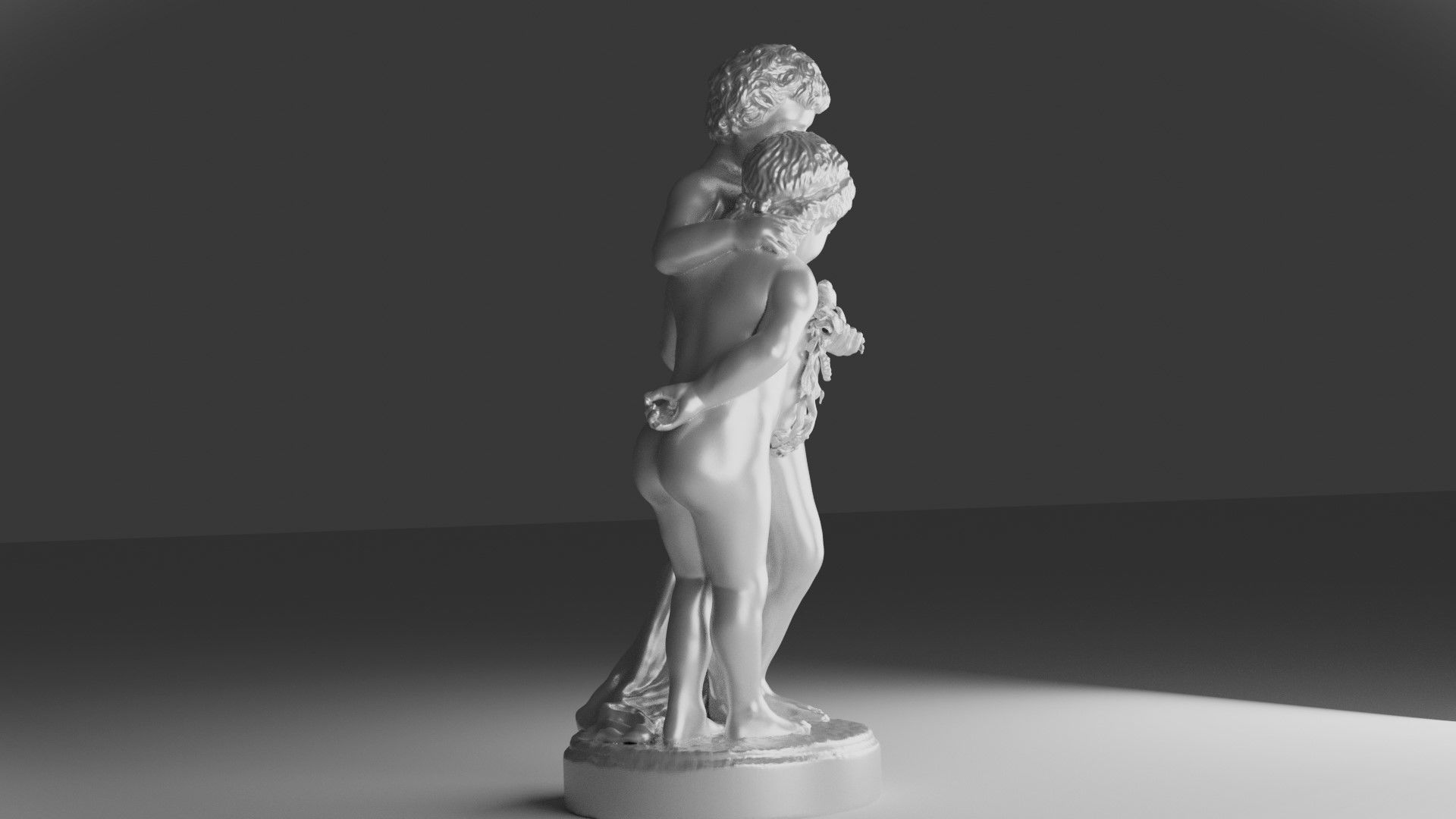 girl and boy statue 3D model_3