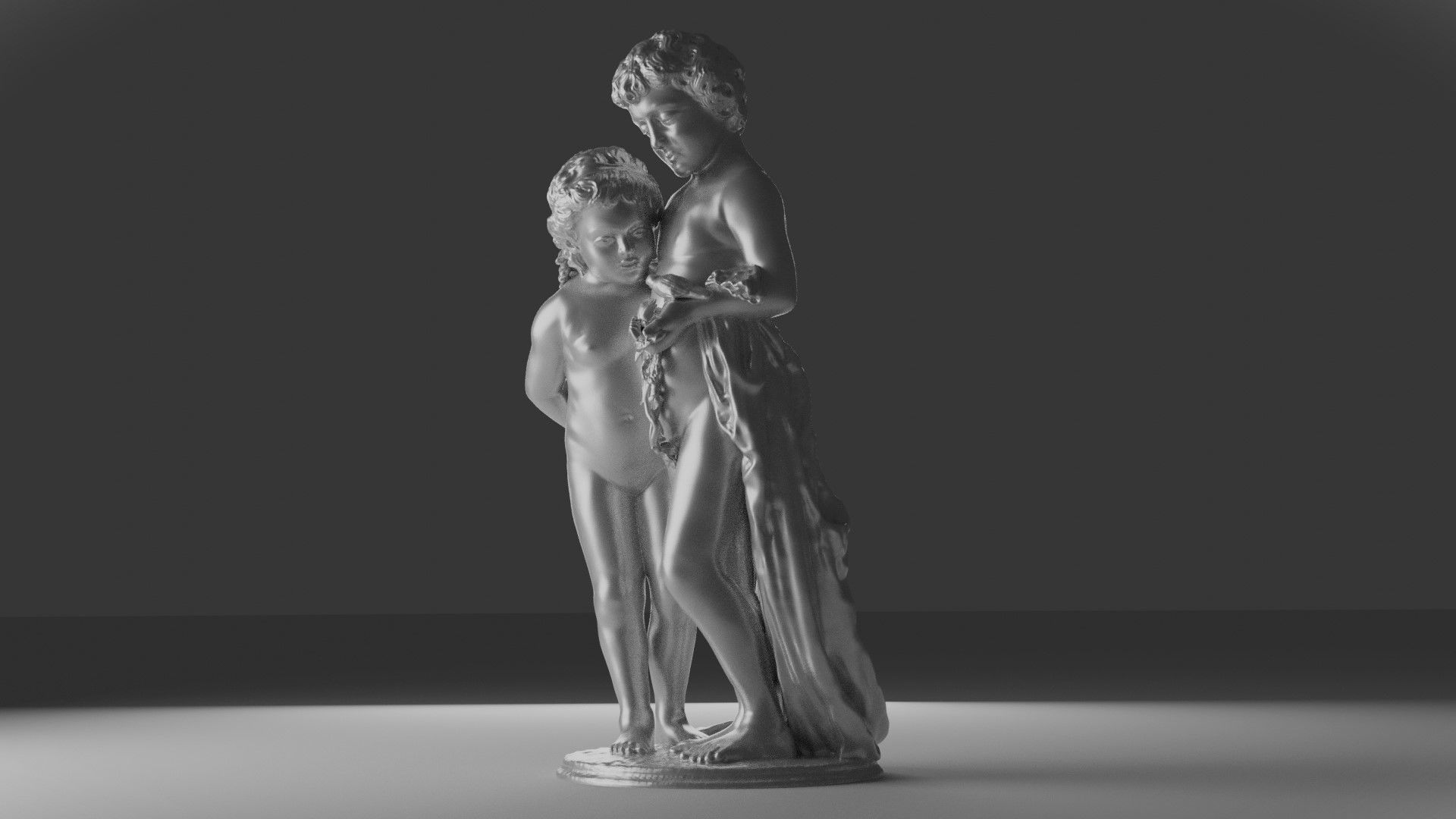 girl and boy statue 3D model_5