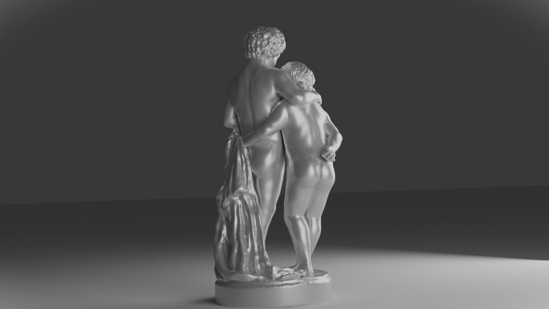 girl and boy statue 3D model_4