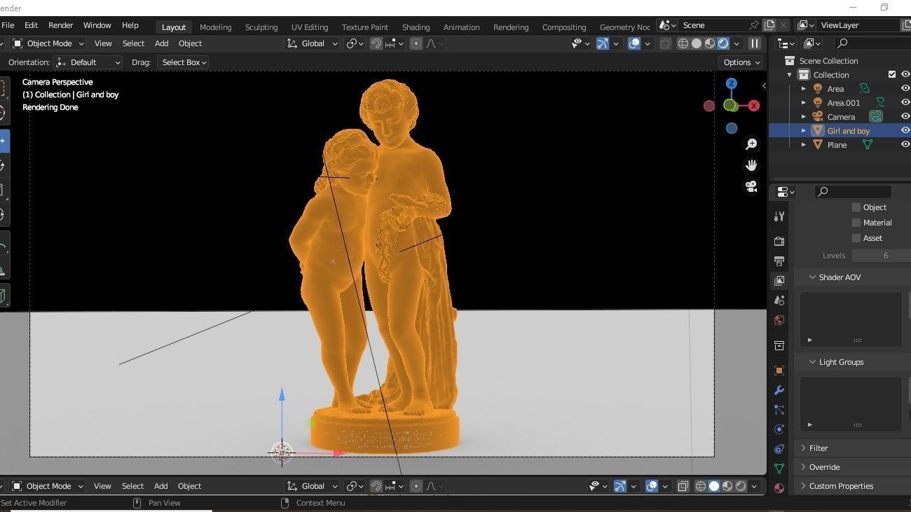girl and boy statue 3D model_6