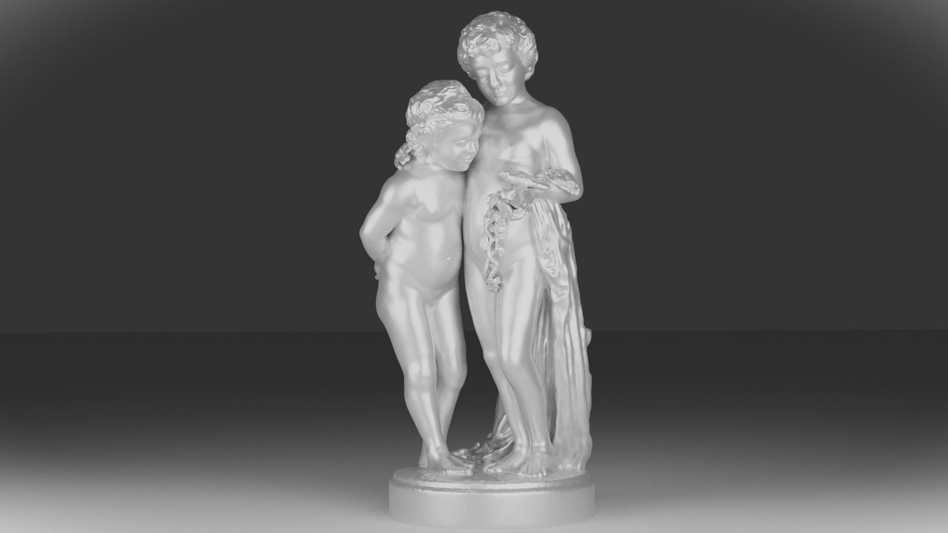 girl and boy statue 3D model_2