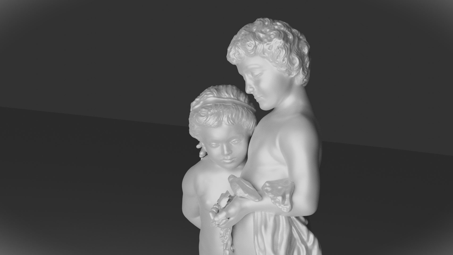 girl and boy statue 3D model_1