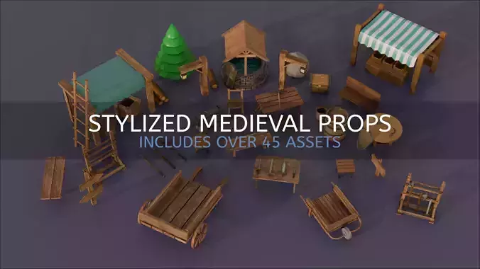 3D Stylized Medieval Props