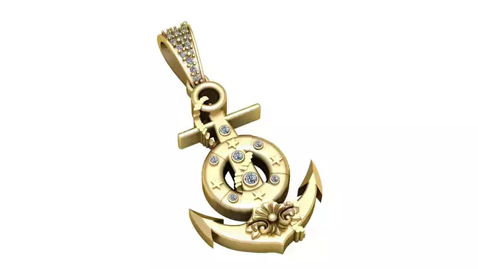 SHIP ANCHOR PENDANT 3D PRINTABLE MODEL 