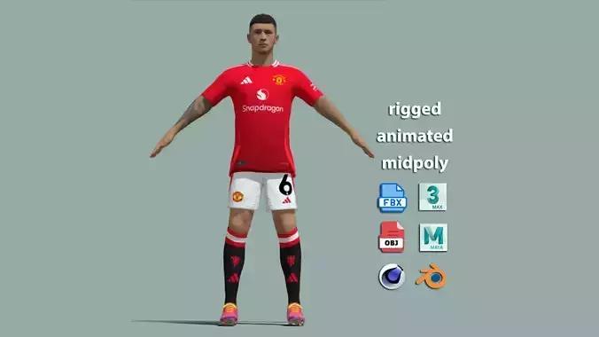 T-Pose Rigged Lisandro Martinez Manchester United 24-25