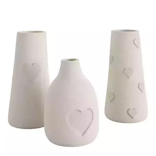 Heart Vase Trio 3D model