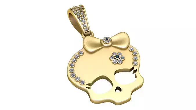 FEMALE SKULL DIAMOND PENDAN T3D PRINTABLE MODEL 