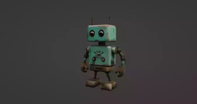 Retro Futuristic Robot 3D Model 3D model