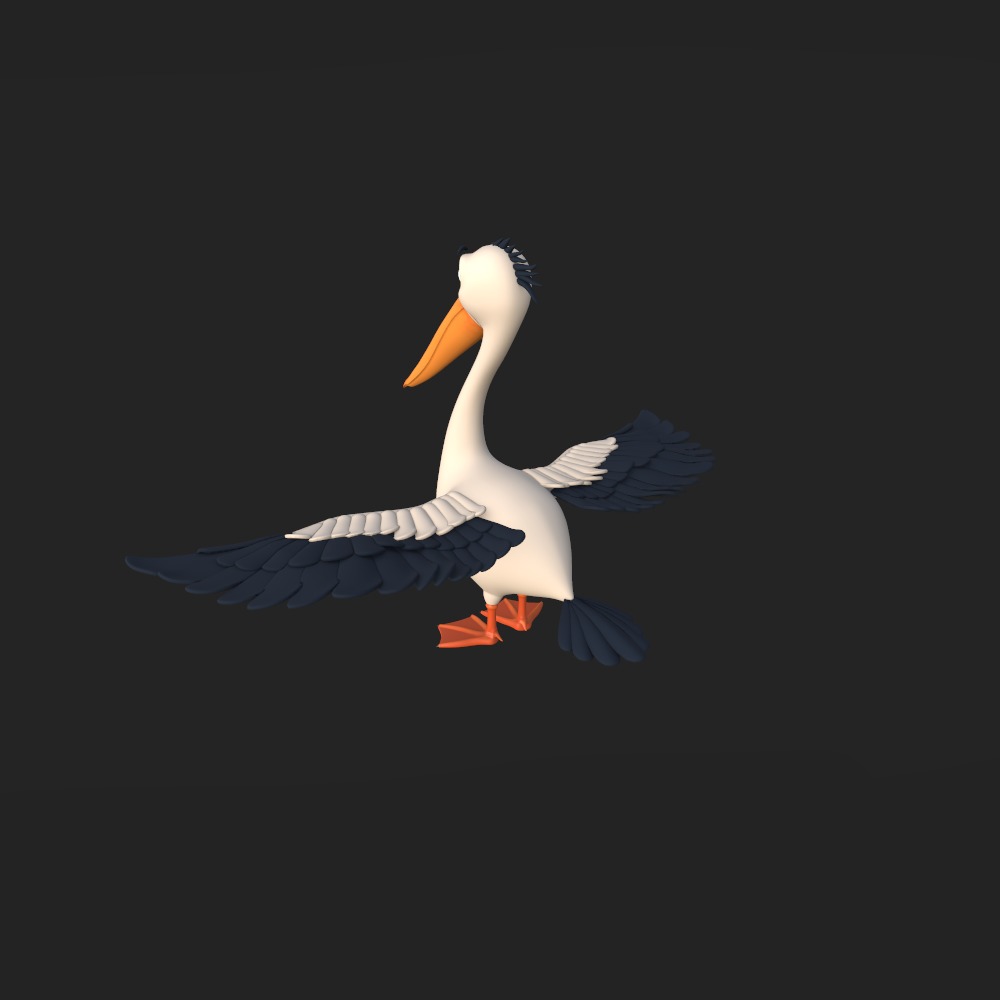 Pelican cartoon 3D model_18