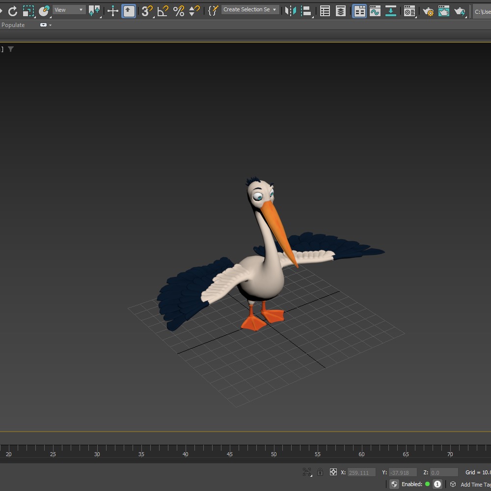 Pelican cartoon 3D model_27