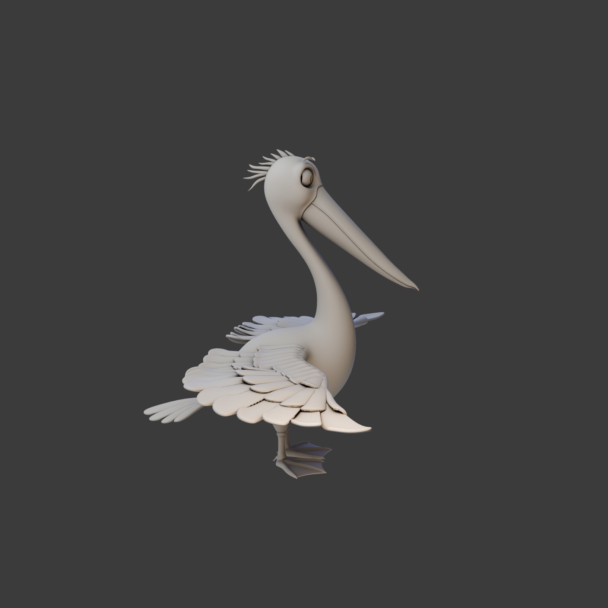 Pelican cartoon 3D model_12