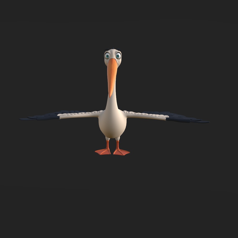 Pelican cartoon 3D model_16