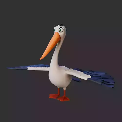 Pelican cartoon 3D model