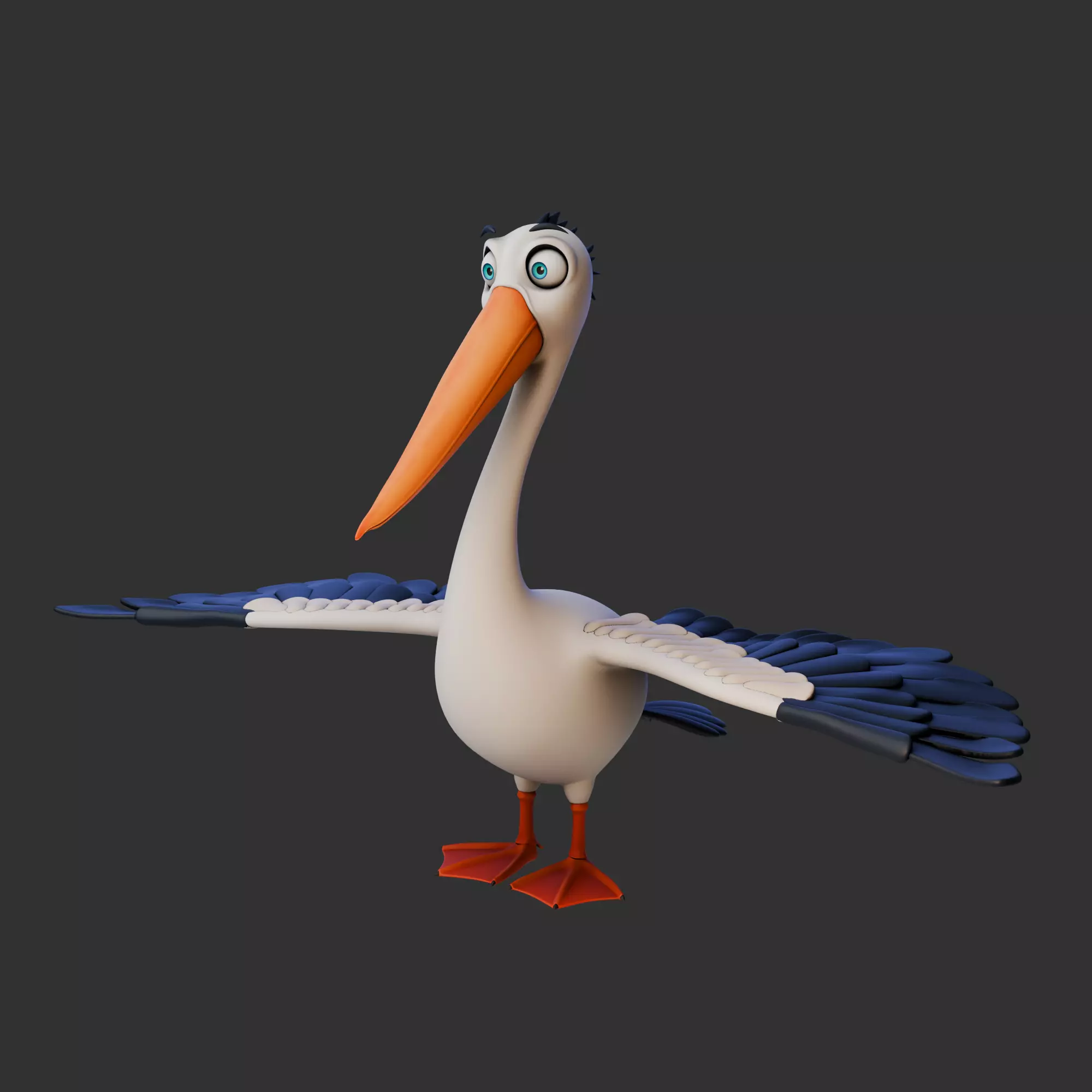 Pelican cartoon 3D model_0