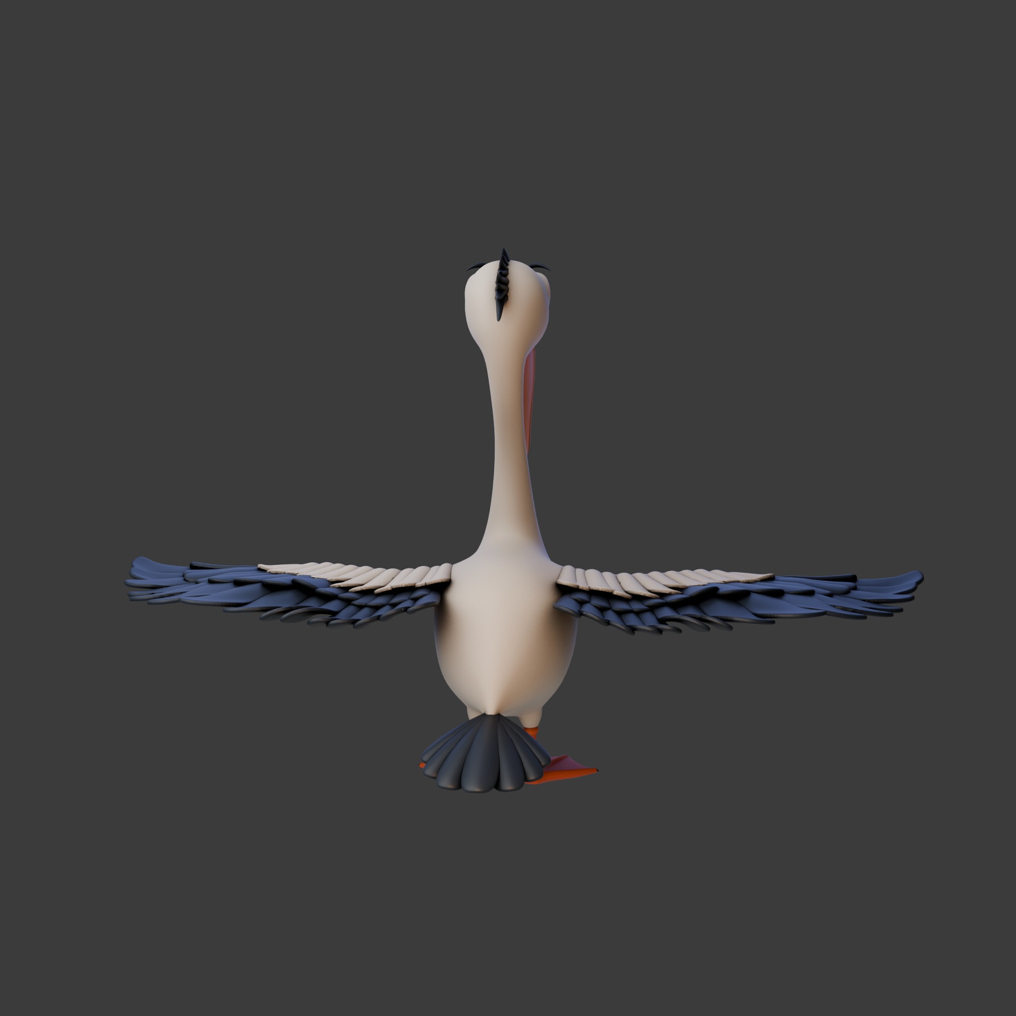 Pelican cartoon 3D model_4