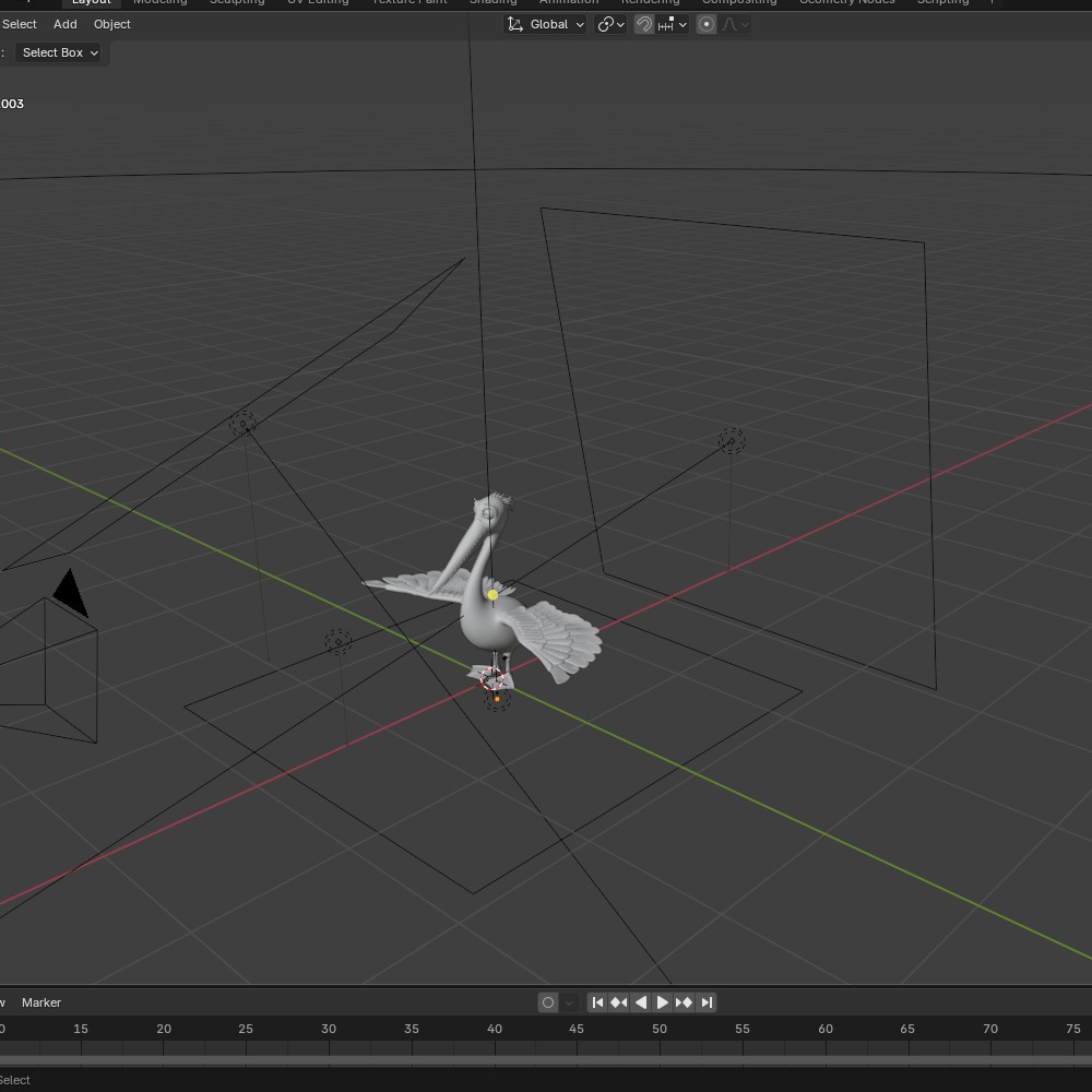 Pelican cartoon 3D model_22