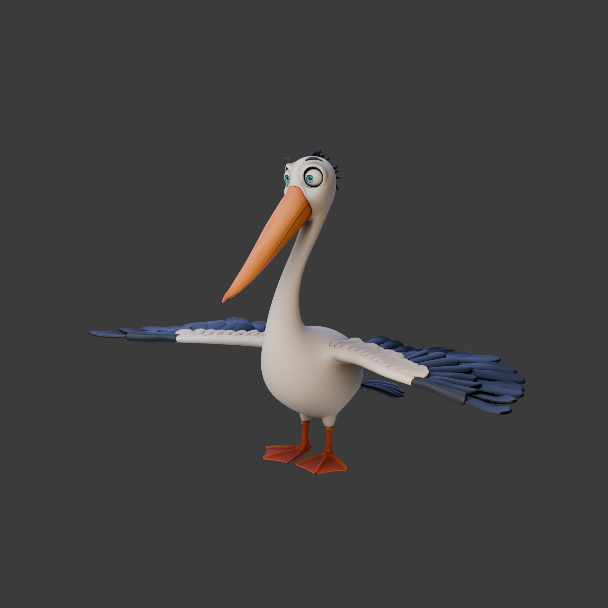 Pelican cartoon 3D model_19