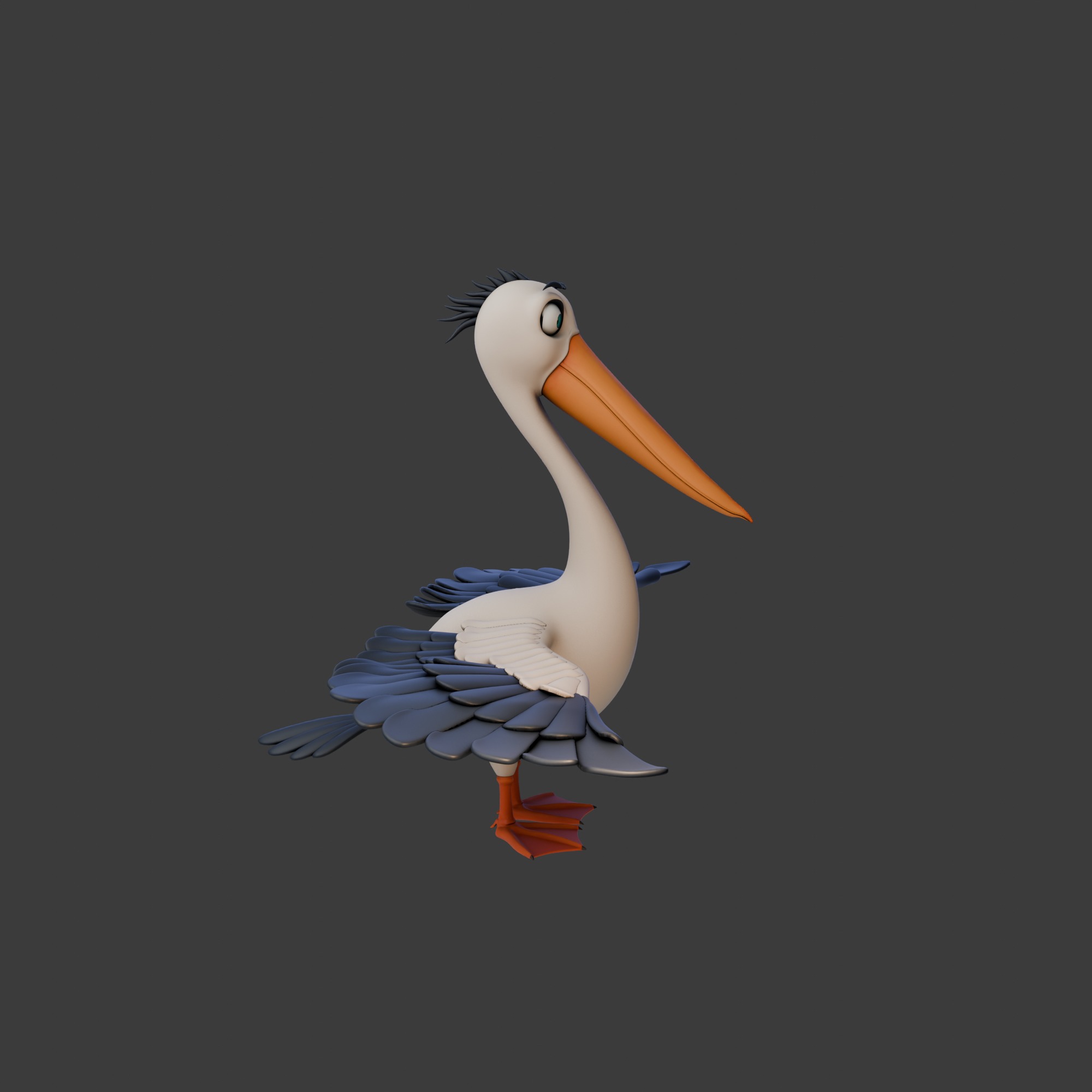 Pelican cartoon 3D model_3