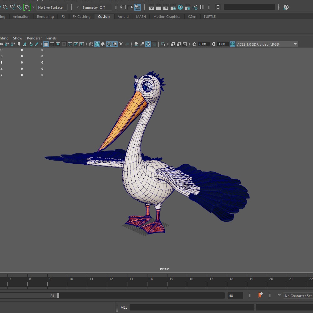 Pelican cartoon 3D model_24