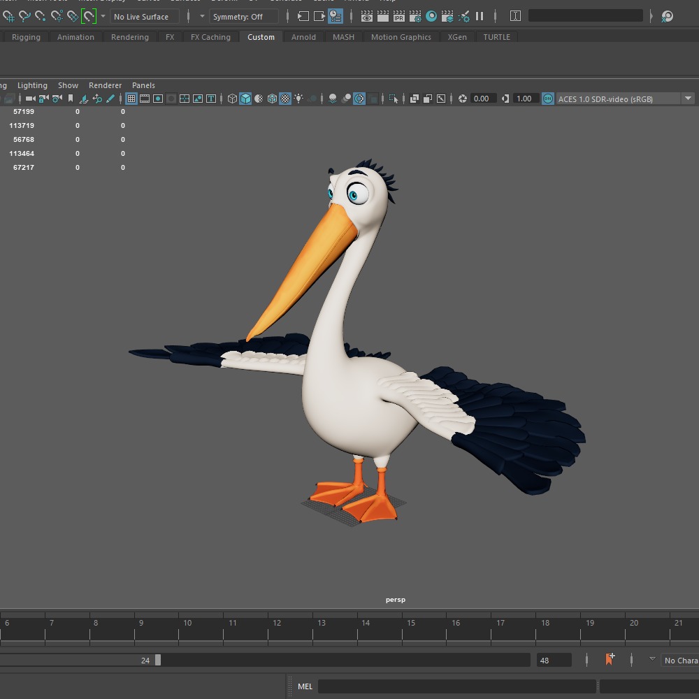 Pelican cartoon 3D model_23