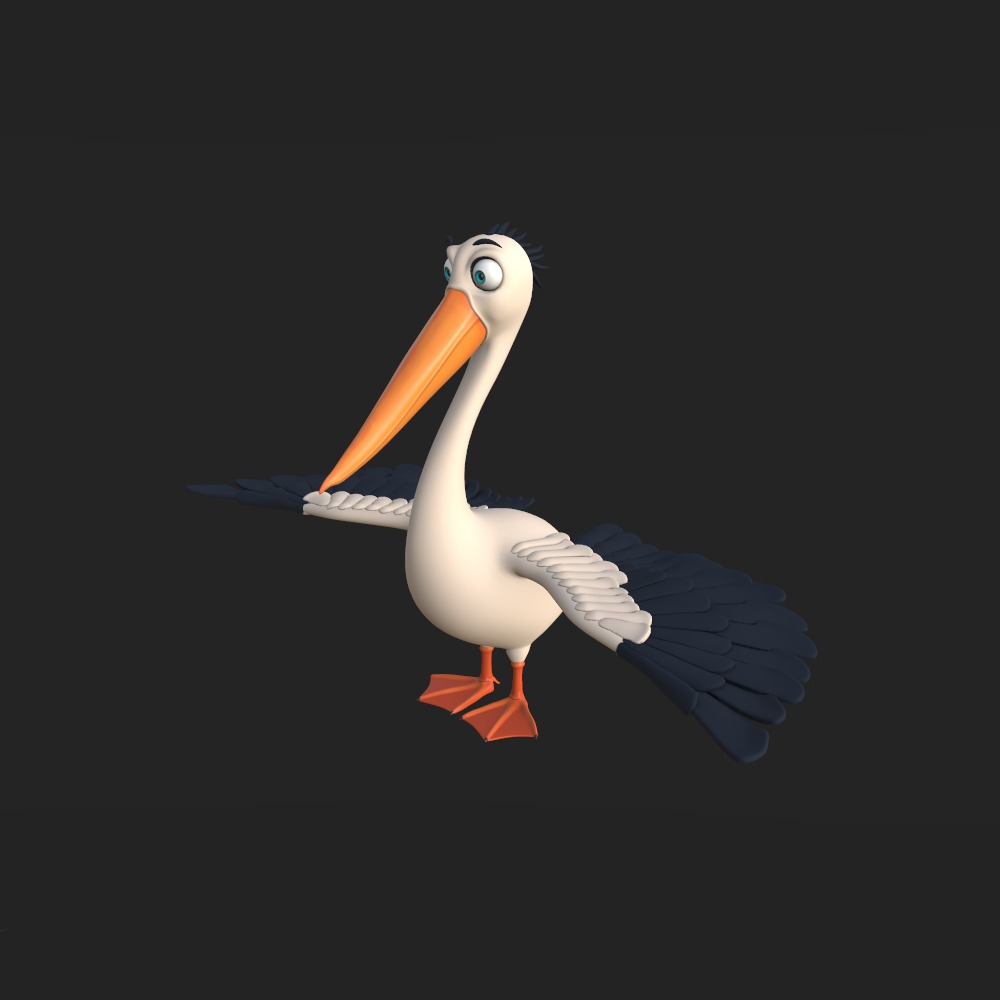 Pelican cartoon 3D model_17