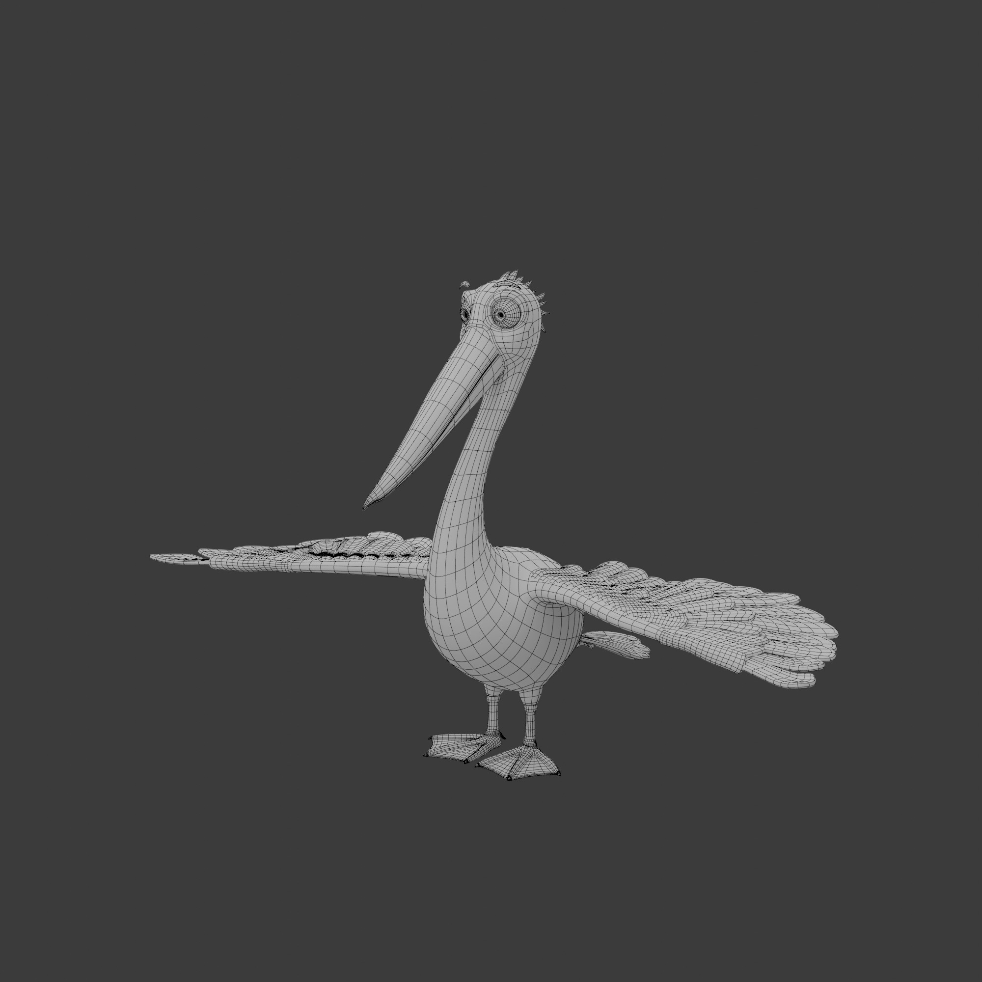 Pelican cartoon 3D model_10
