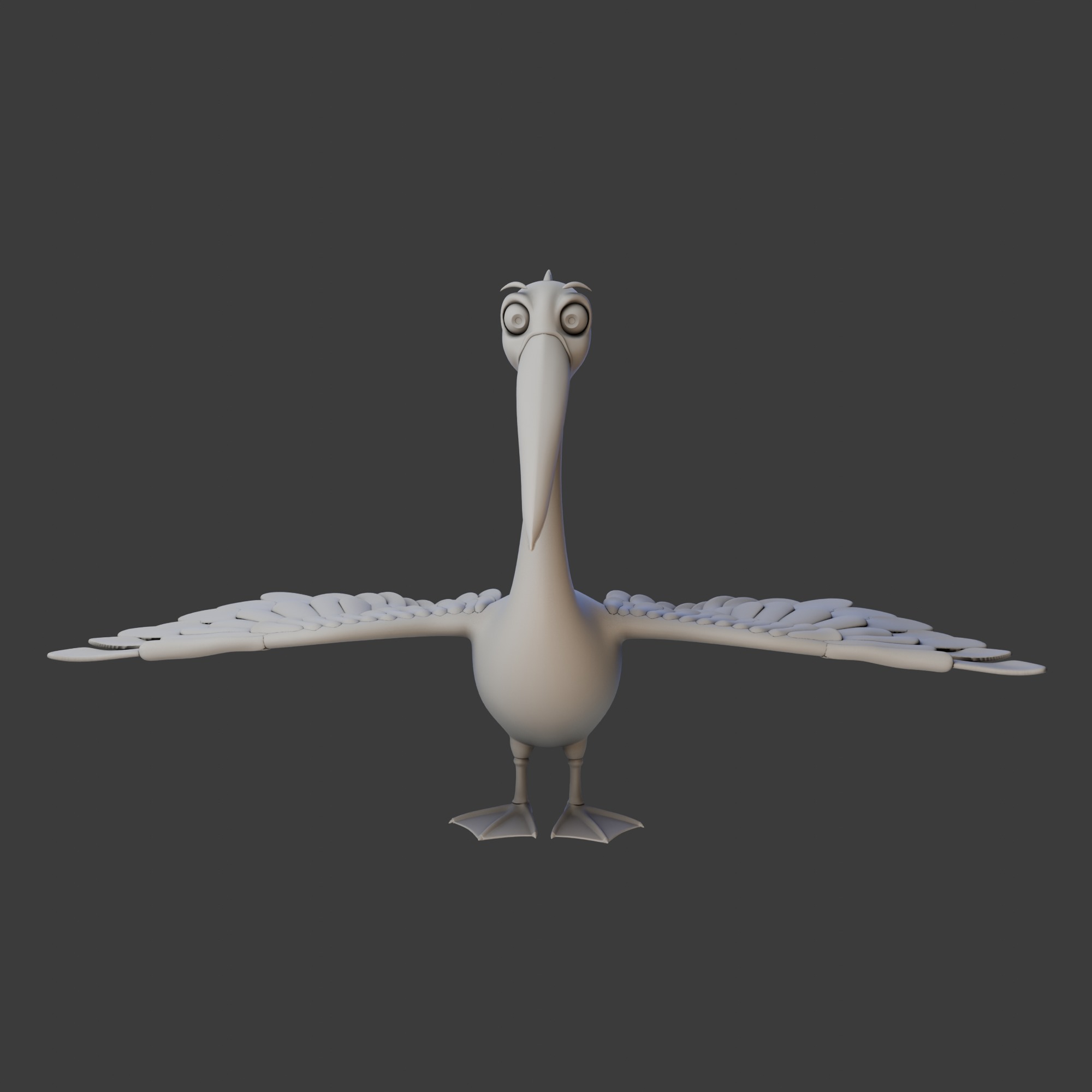 Pelican cartoon 3D model_11