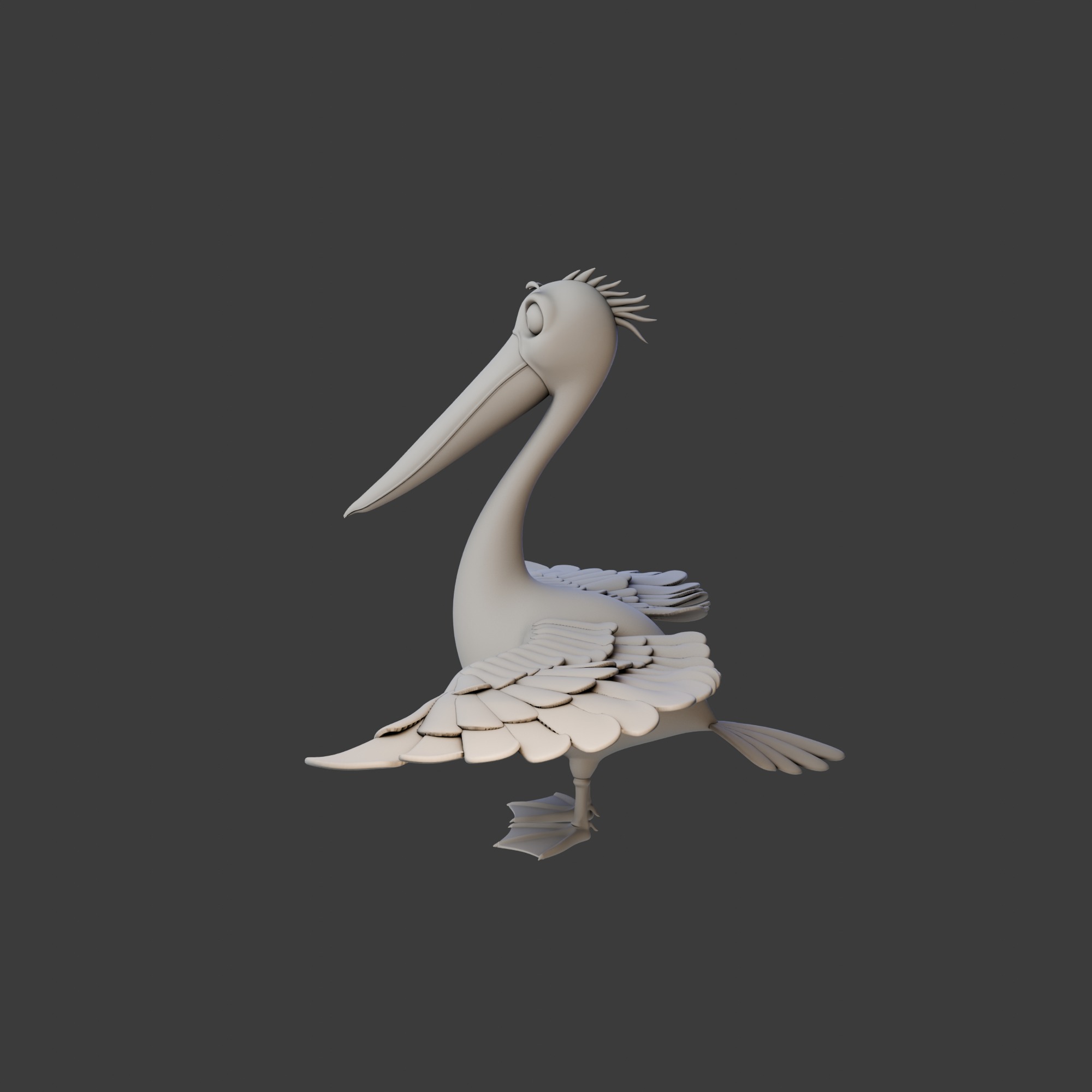 Pelican cartoon 3D model_14