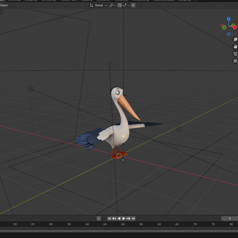Pelican cartoon 3D model_21