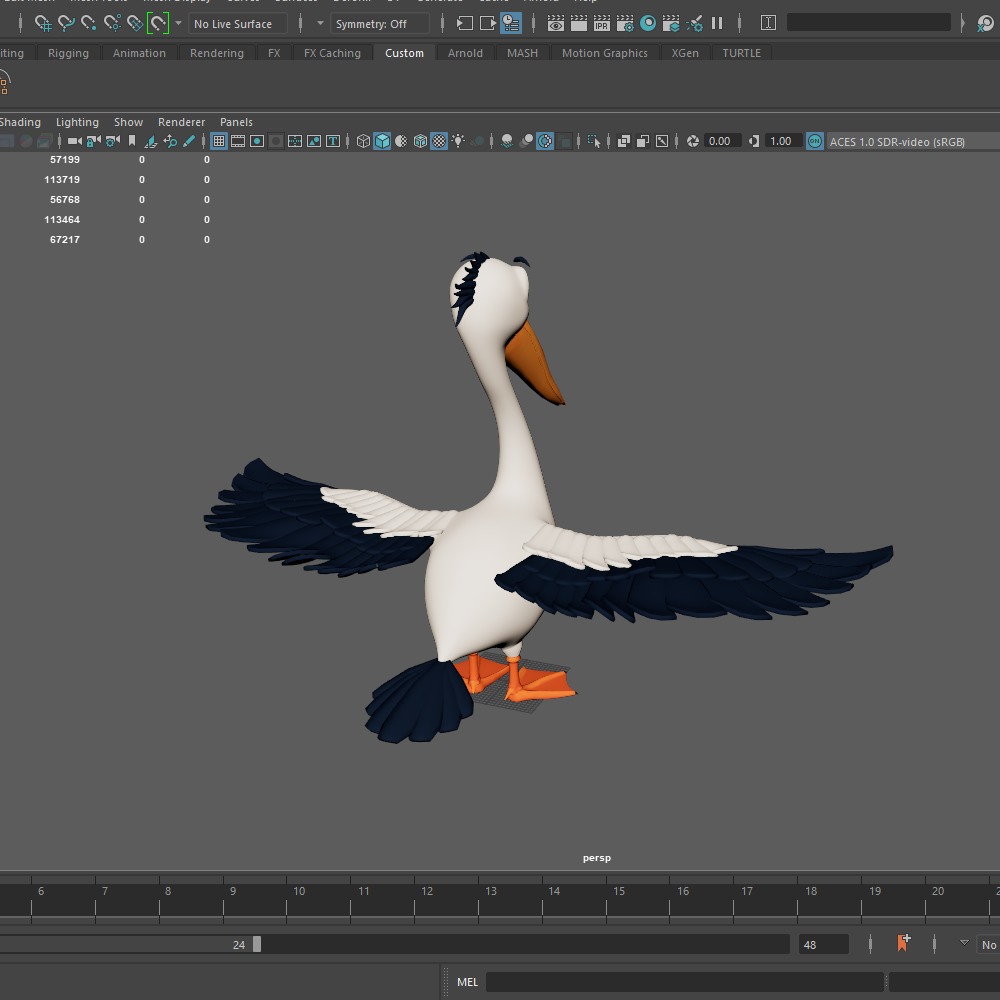 Pelican cartoon 3D model_25