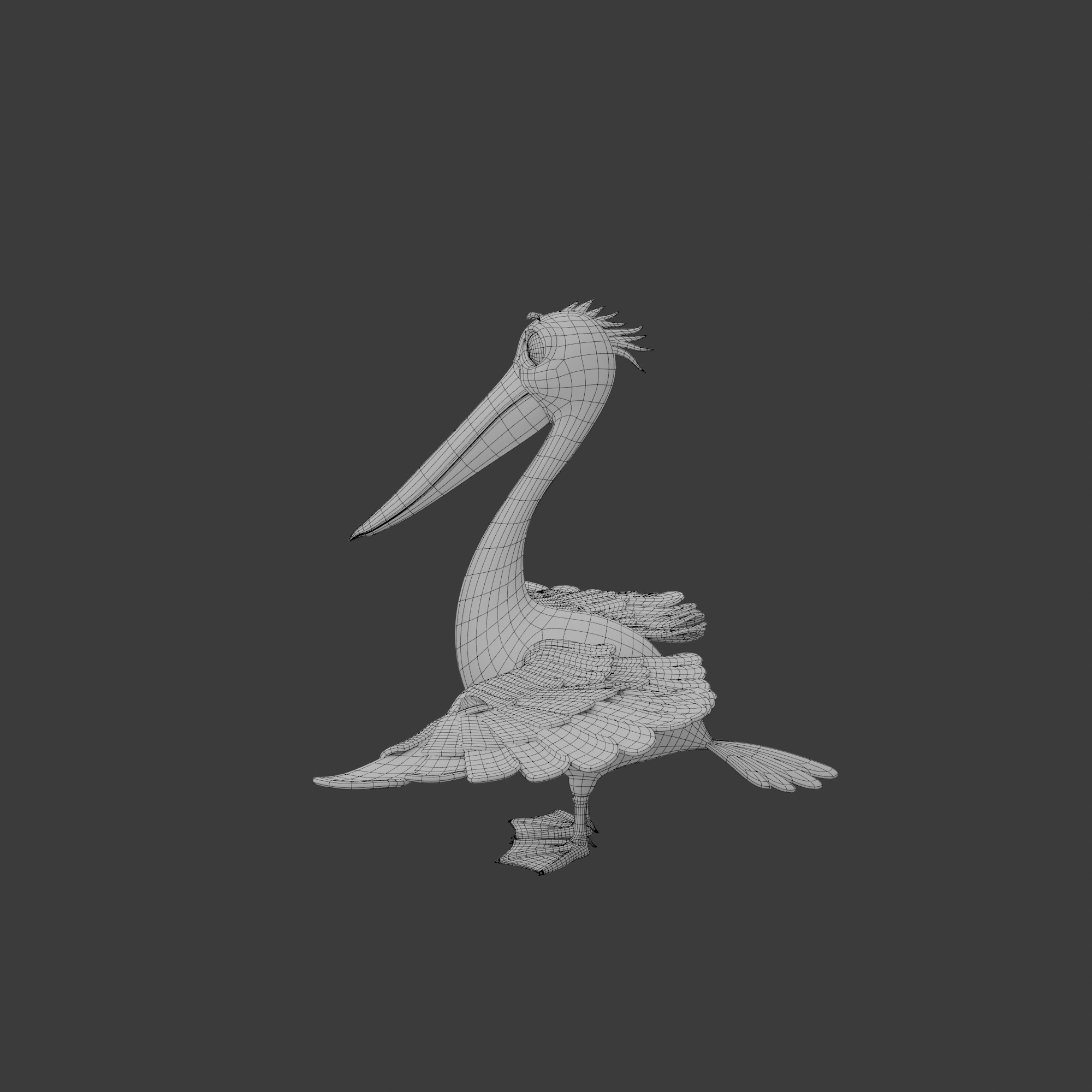 Pelican cartoon 3D model_9