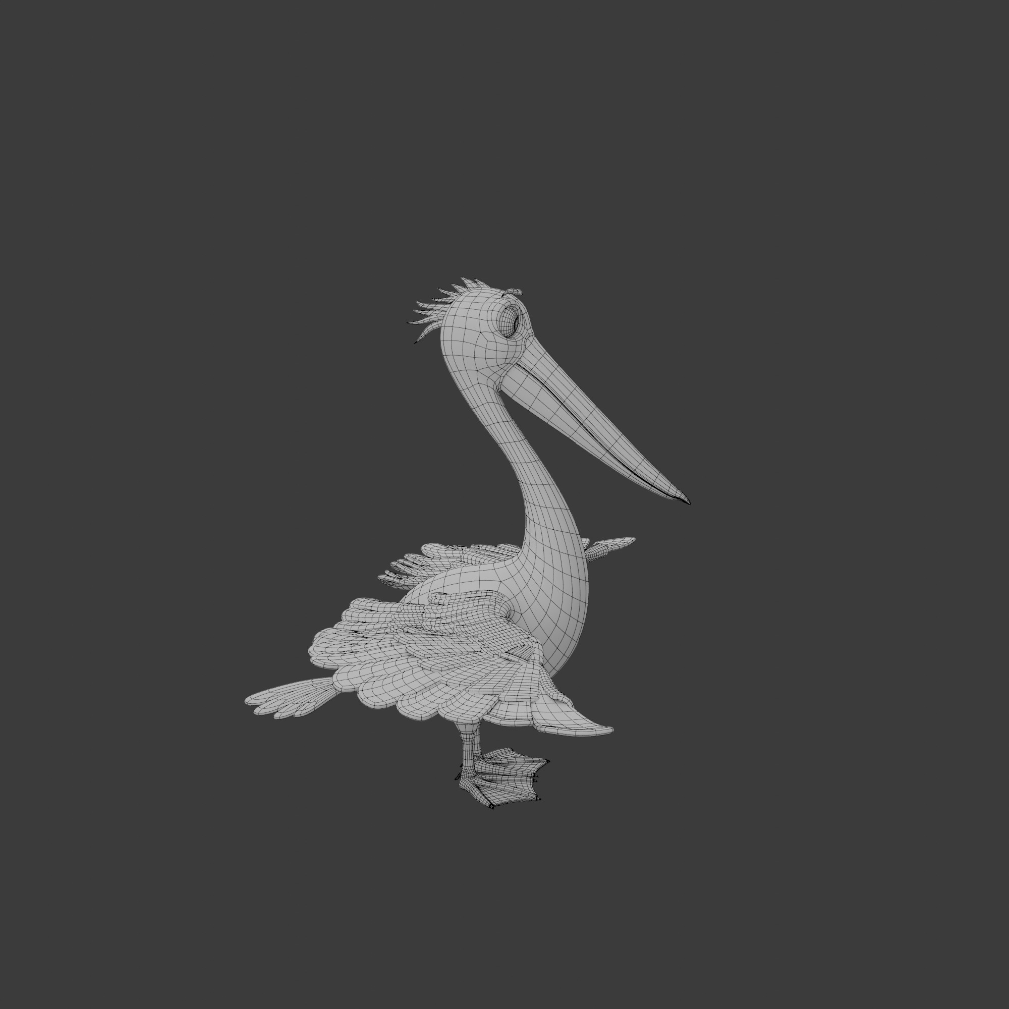 Pelican cartoon 3D model_7