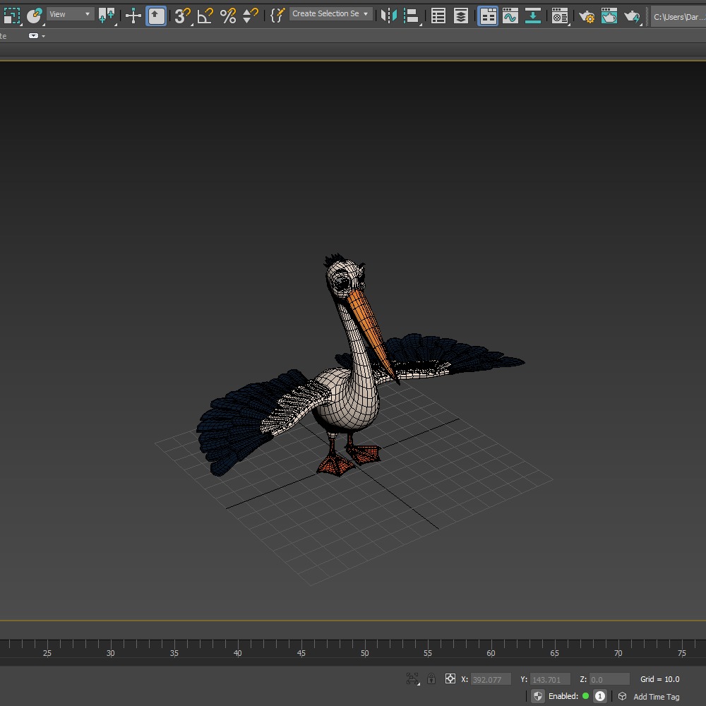 Pelican cartoon 3D model_29