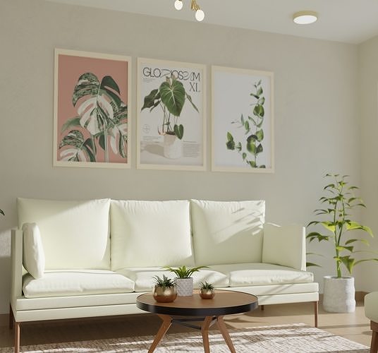 Modern Minimalist Living Room Interior Scenes 3D model