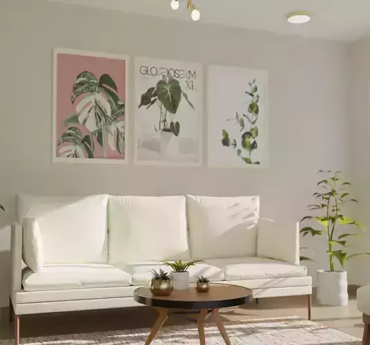 Modern Minimalist Living Room Interior Scenes