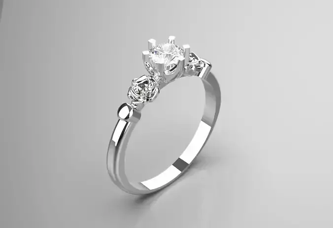 bridal wedding stl 3dm rose solitaire ring sr0038